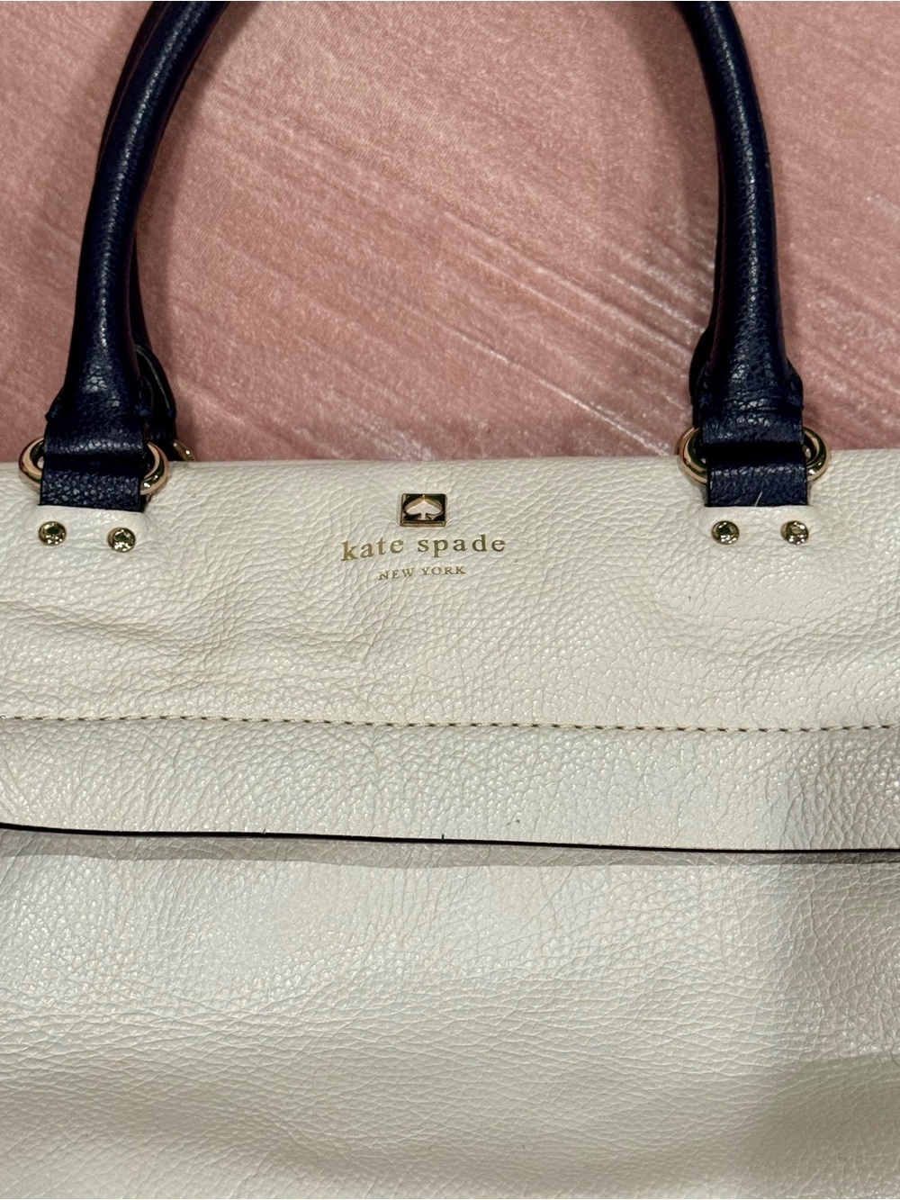 Kate Spade Cream White & Navy Handbag Purse Crossbody Leather Grant Park Alida - Picture 5 of 15